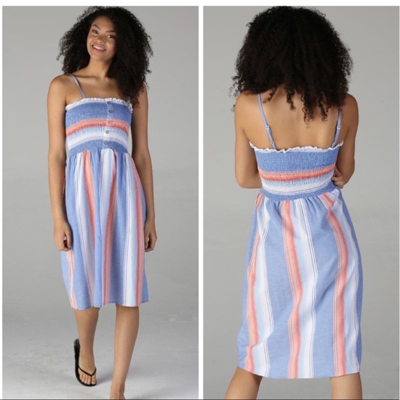 Blue Striped Midi Sun Dress - Picture 4 of 6
